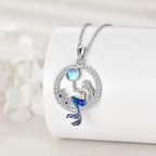 Collar con Colgante de Sirena con Circón y Piedra de Luna