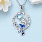 Collar con Colgante de Sirena con Circón y Piedra de Luna