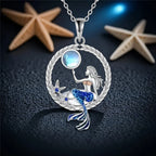 Collar con Colgante de Sirena con Circón y Piedra de Luna