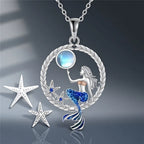 Collar con Colgante de Sirena con Circón y Piedra de Luna