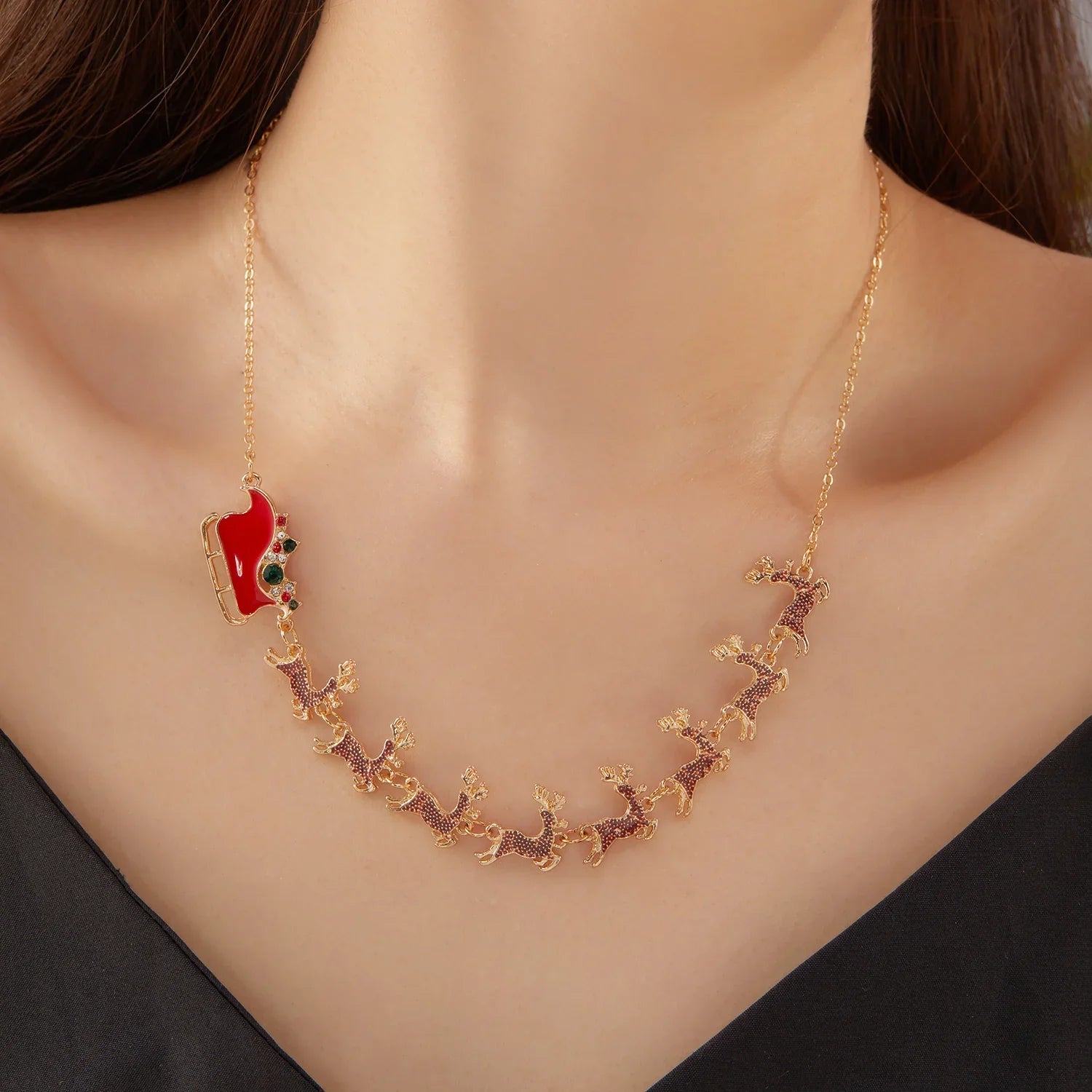 Collar con Colgante de Trineo de Navidad
