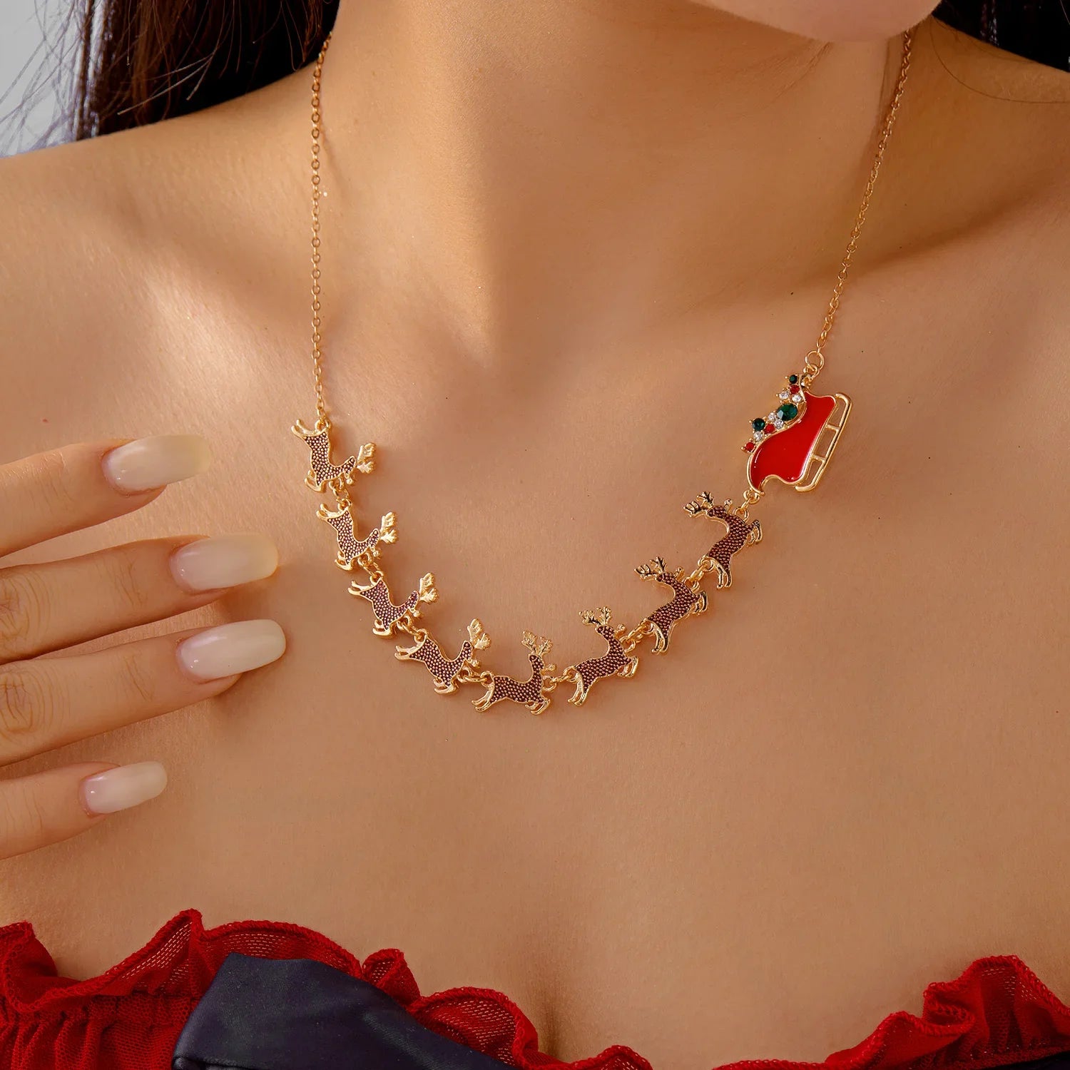 Collar con Colgante de Trineo de Navidad