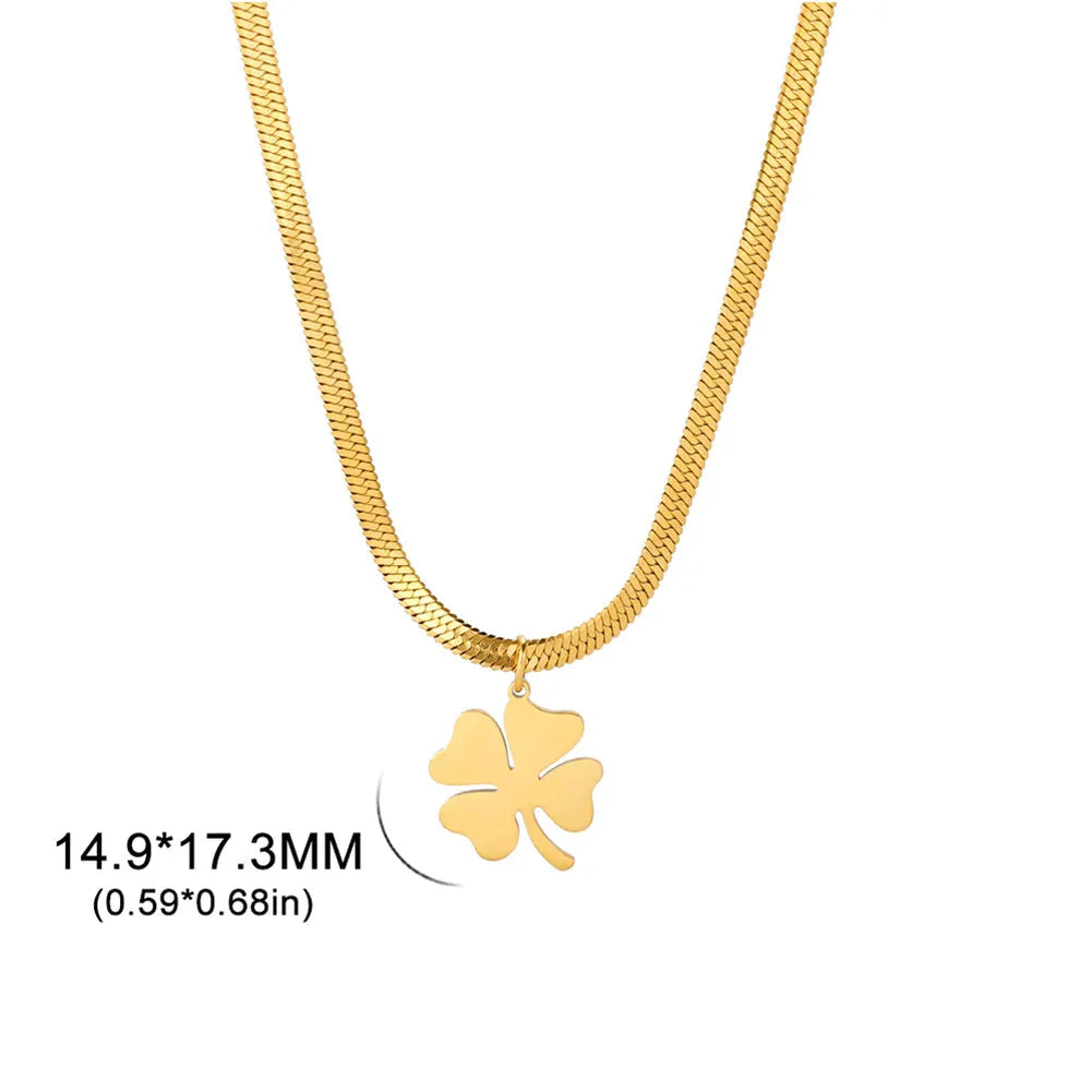 Collar con Colgante de Trébol de 4 Hojas de la Suerte