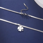 Collar con Colgante de Trébol de 4 Hojas de la Suerte plata