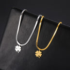 Collar con Colgante de Trébol de 4 Hojas de la Suerte plata