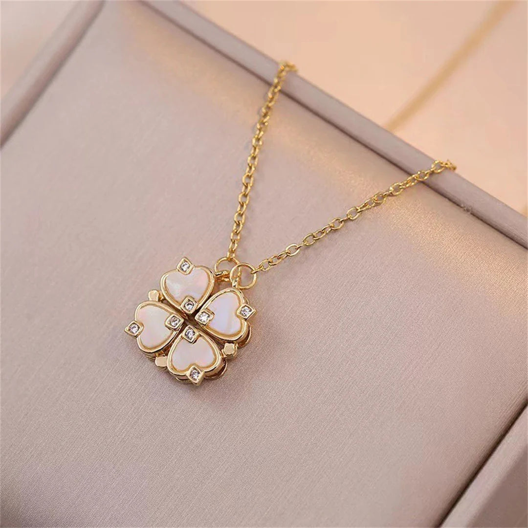 Collar Gargantilla con Colgante de Trébol de 4 Hojas de la Suerte oro