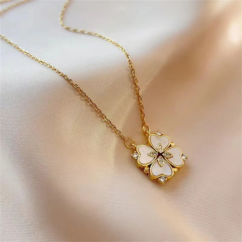 Collar Gargantilla con Colgante de Trébol de 4 Hojas de la Suerte oro