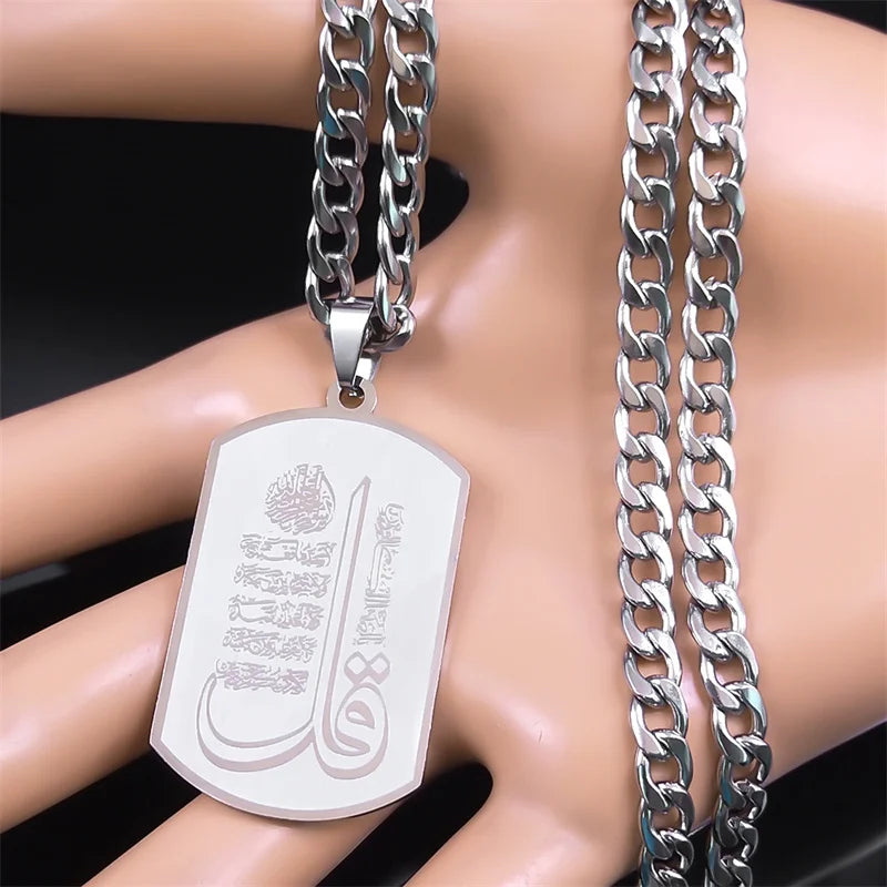 Collar con colgante de versículos del Corán islámico musulmán árabe
