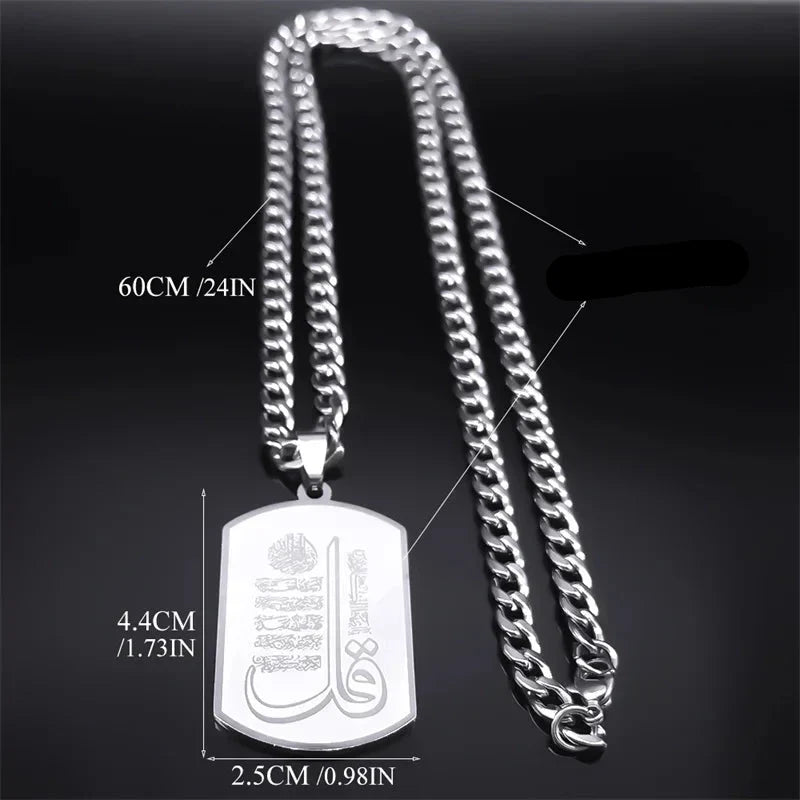 Collar con colgante de versículos del Corán islámico musulmán árabe