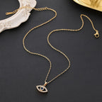 Collar con colgante circonita ojo turco luna azul