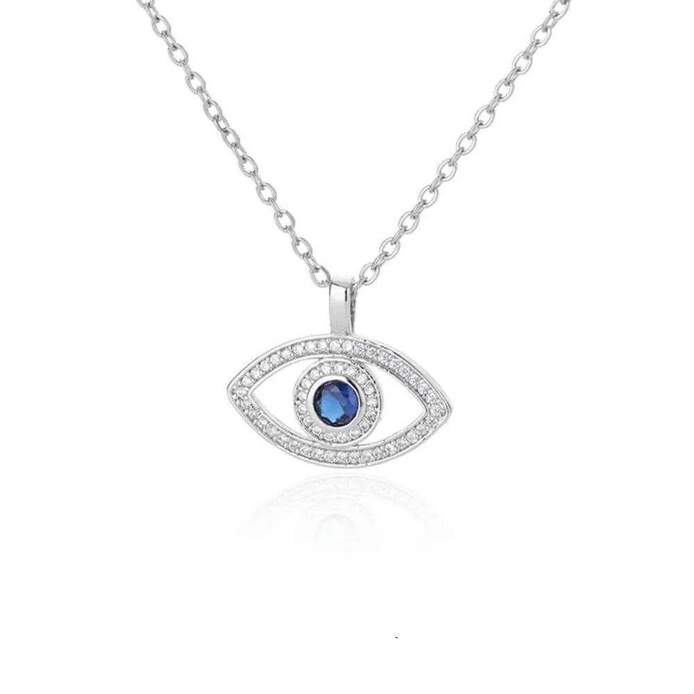 Collar con colgante de circonio Ojo Turco azul de plata
