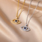 Collar con colgante de circonio Ojo Turco azul de plata