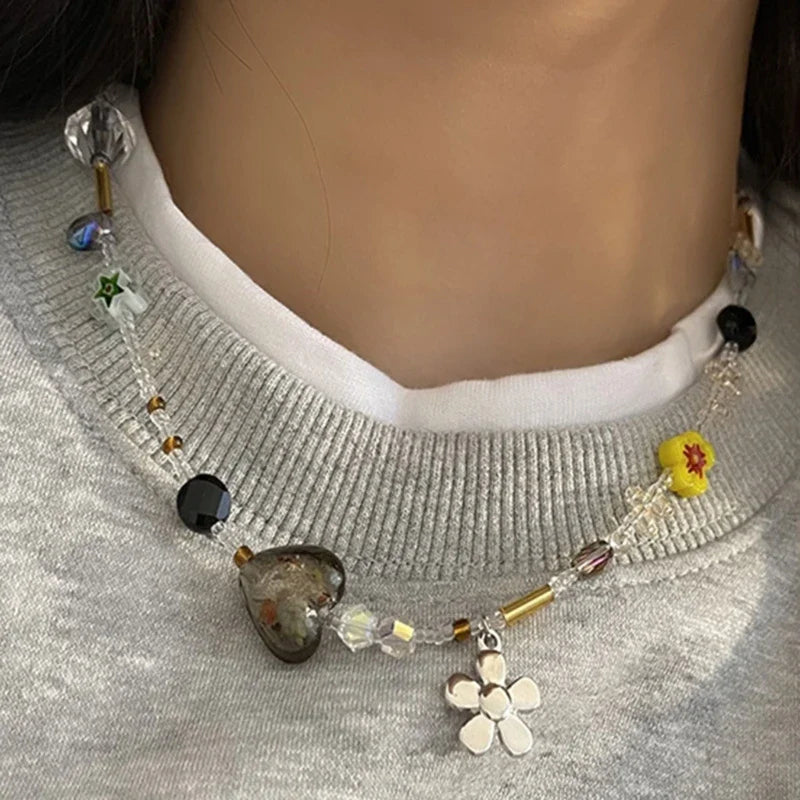 Collar con Colgantes de Flores para Mujer