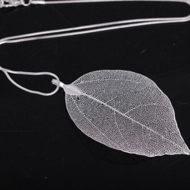 Collar Bohemio Hoja Colgante plata