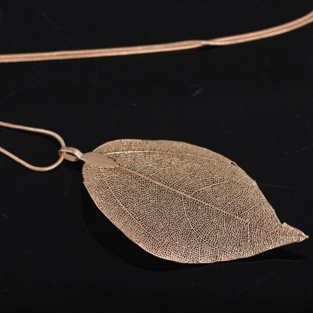 Collar Bohemio Hoja Colgante oro 