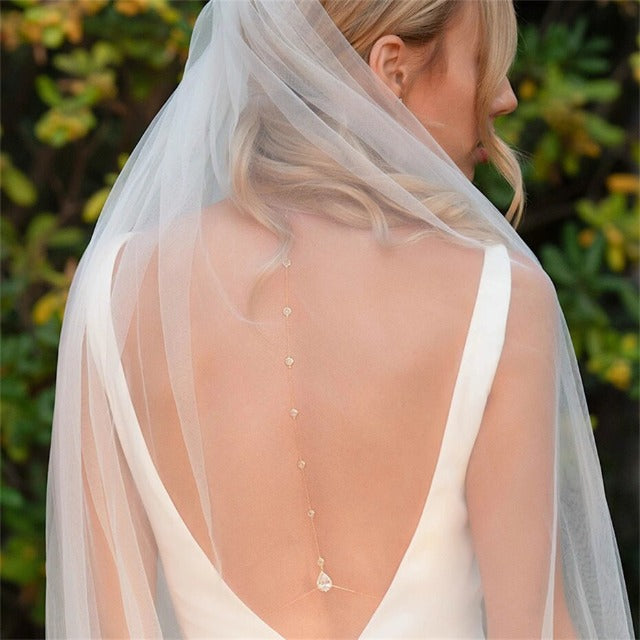 Collar Cadena de Espalda para Boda con Diamantes