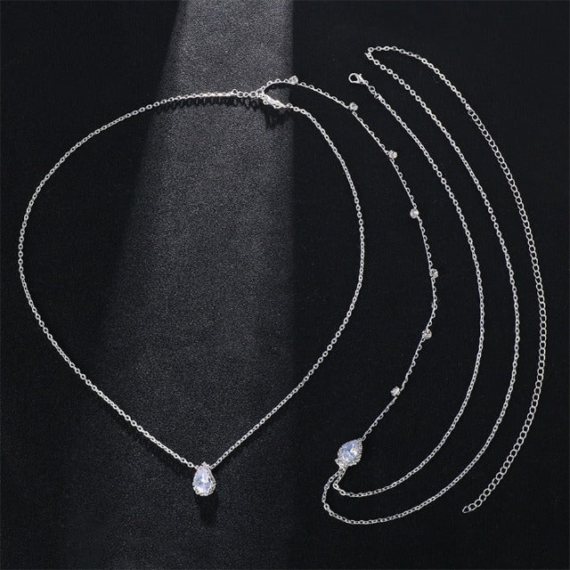 Collar Cadena de Espalda para Boda con Diamantes en plata