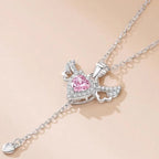 Collar Corazón Alas de Ángel rosa