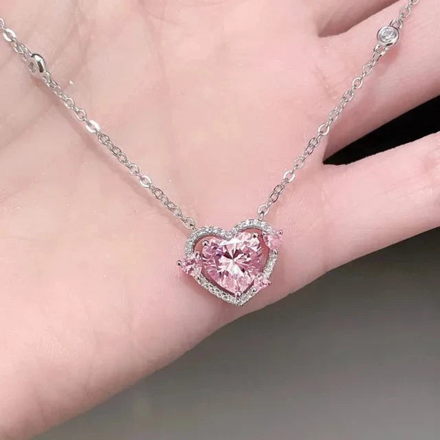 Collar Corazón Brillante para Mujer en Plata Ley