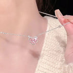 Collar Corazón Brillante para Mujer en Plata Ley