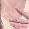 Collar Corazón Brillante para Mujer en Plata Ley