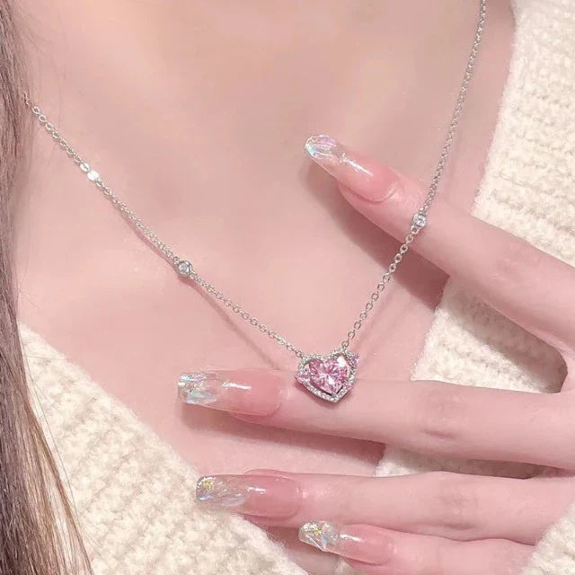 Collar Corazón Brillante para Mujer en Plata Ley