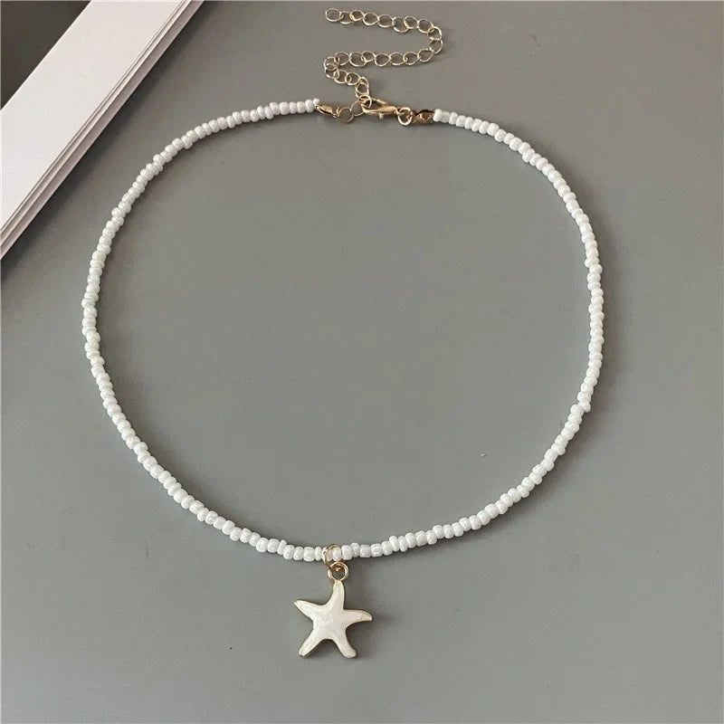 Collar de Concha Estrella de Mar de Color blanco