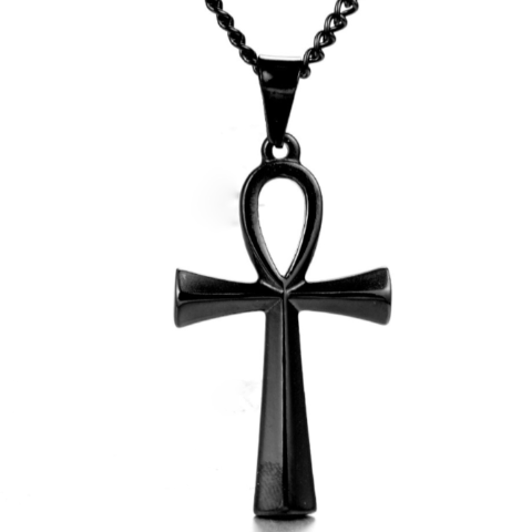 Collar Cruz de Ankh negro