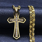 Collar Cruz y Colgante con Circonitas dorado