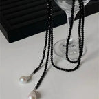 Collar de Encanto con Colgante de perlas negras