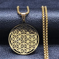 Collar de la Flor de la Vida Colgante Yoga oro