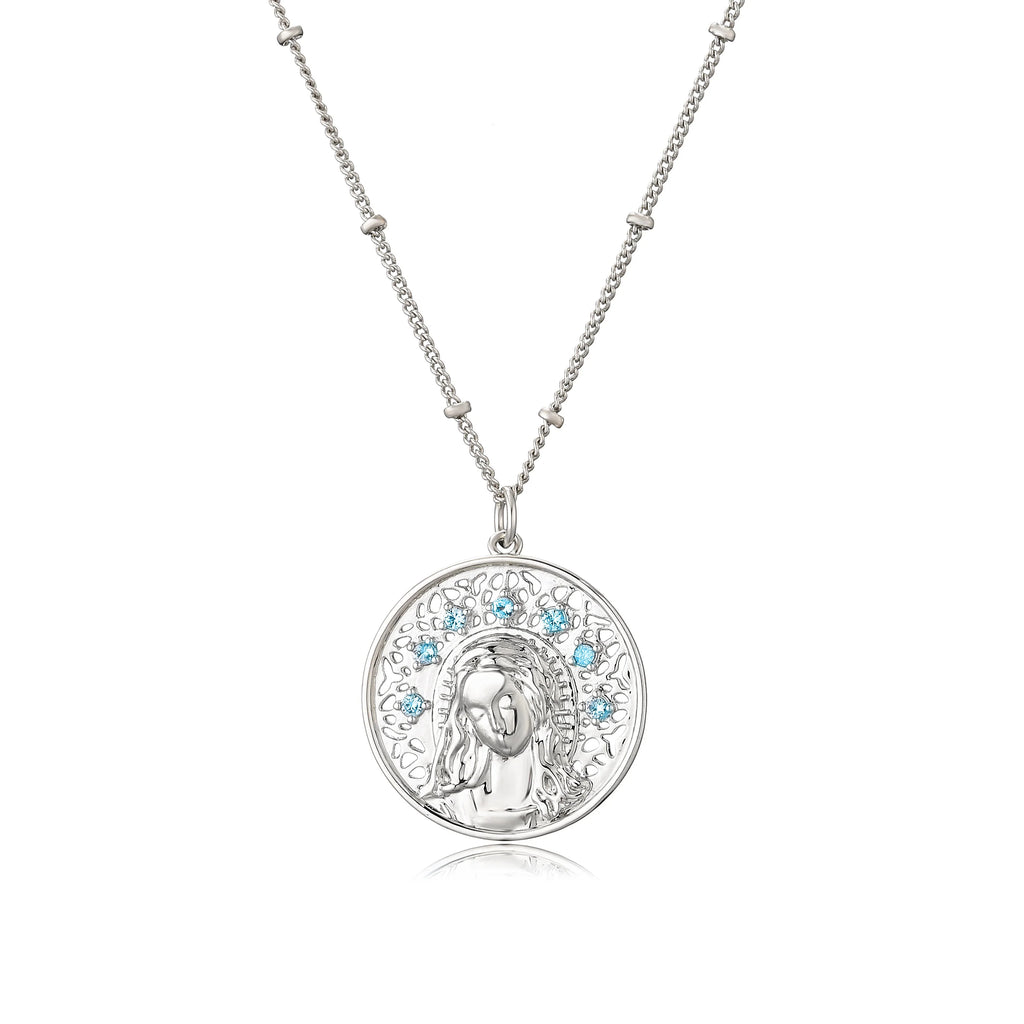 Collar de la Virgen María Colgante Cristiano de plata