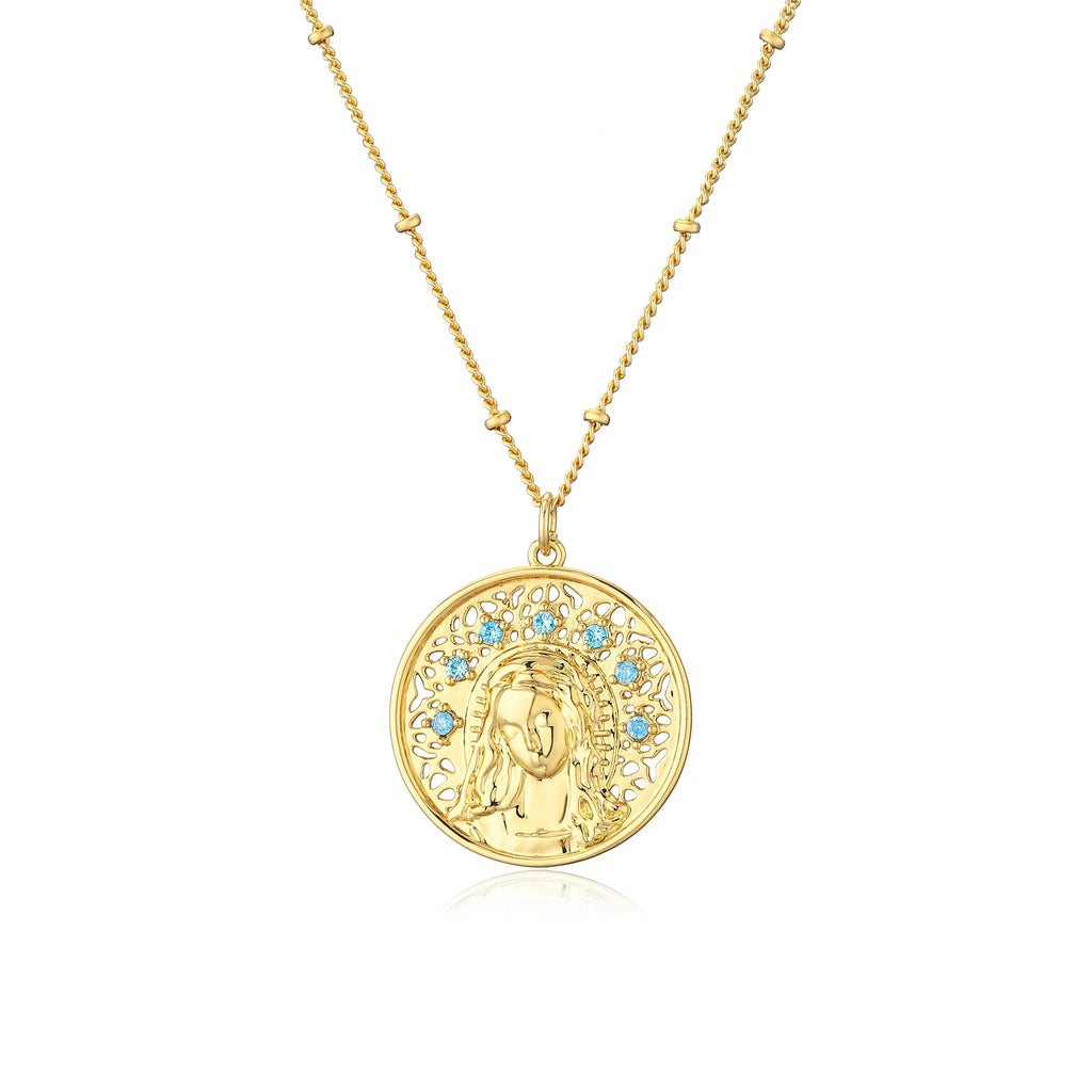 Collar de la Virgen María Colgante Cristiano de oro