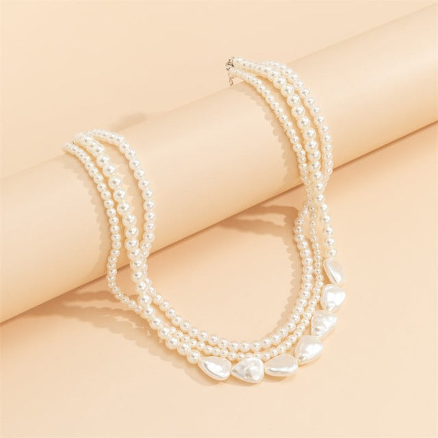 Collar de Perlas Blancas Corto para Mujer