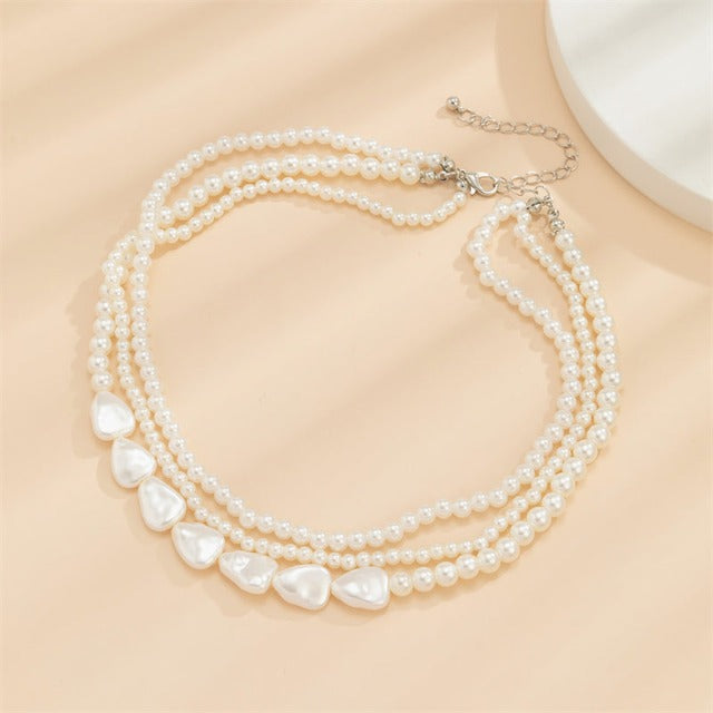 Collar de Perlas Blancas Corto para Mujer