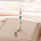 Collar de Protección con Colgante Largo de Piedras 7 Chakras plata