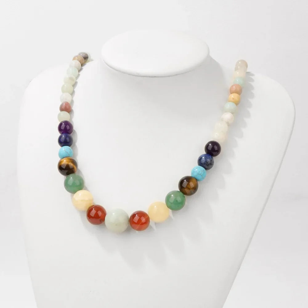 Collar de Protección con Colgante de Piedras 7 Chakras amazonita
