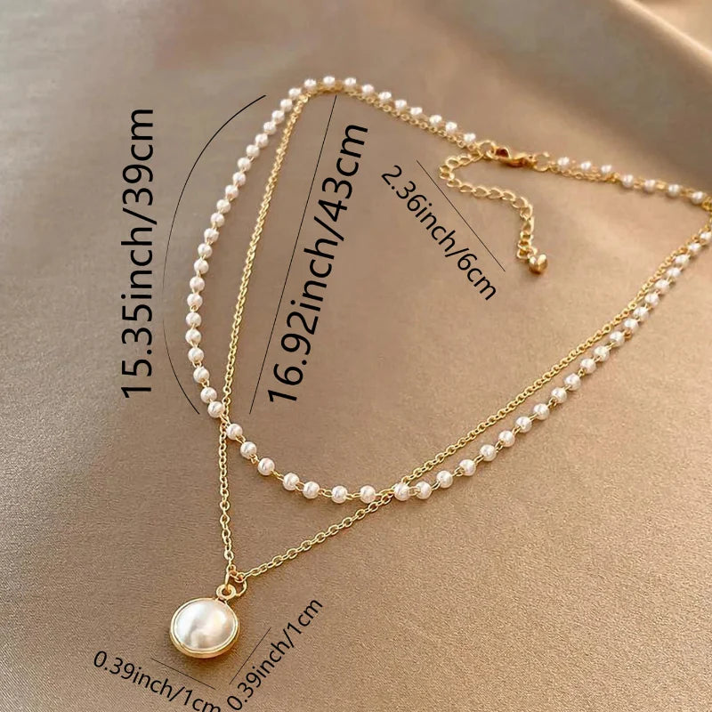 Collar Doble Elegante con Colgante de Perla 