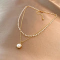 Collar Doble Elegante con Colgante de Perla oro