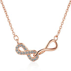 Collar Doble Colgante Infinito y Circonia en oro rosa