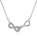 Collar Doble Colgante Infinito y Circonia en plata