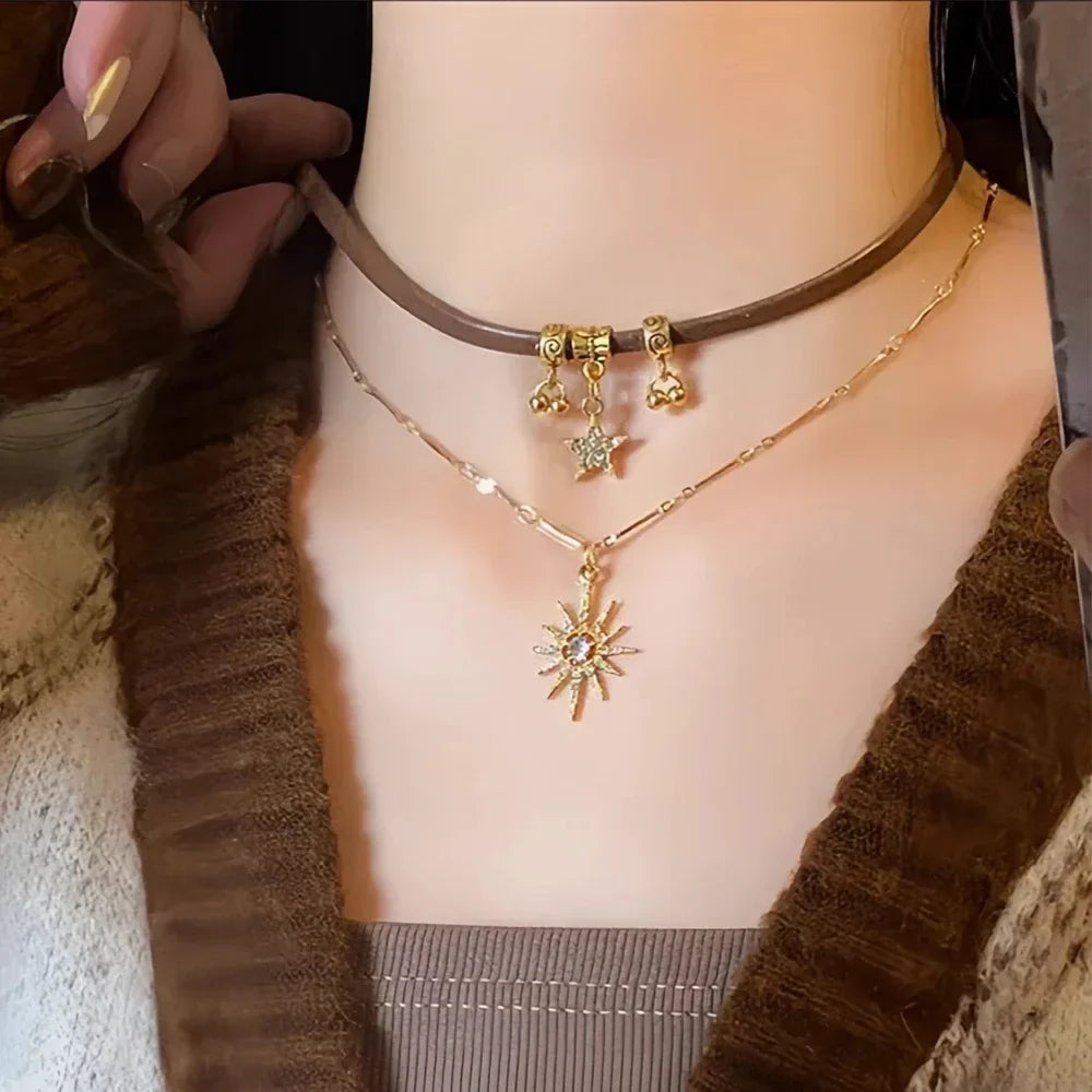 Collar Doble Colgante Sol