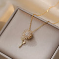Collar Elegante con Largo Colgante de Flor de Girasol