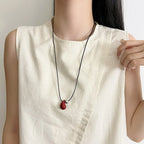 Collar de Cordón con Colgante Gota de Agua rojo