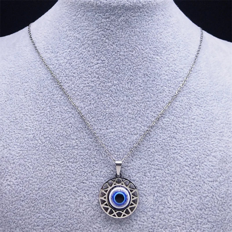 Collar y Pendientes con Colgante de Ojo Turco Azul Mal de Ojo collar
