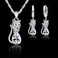 Collar y Aretes Gato Diamante
