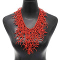 Collar y colgante de babero de coral rojo