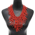 Collar y colgante de babero de coral rojo