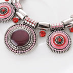 Collar Étnico de Plata con Turquesa rosa rojo