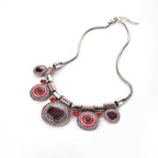 Collar Étnico de Plata con Turquesa rosa rojo